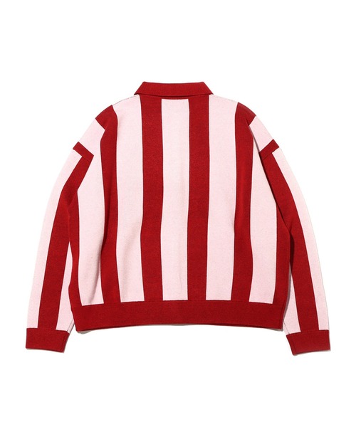 atmos pink(アトモスピンク)の「atmos pink ストライプ 襟付きカーデ / アトモスピンク ストライプ エリツキカーデ(カーディガン/ボレロ・レディース・ブラウン/ネイビー/レッド・FREE)」の4枚目の写真