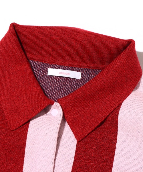 atmos pink(アトモスピンク)の「atmos pink ストライプ 襟付きカーデ / アトモスピンク ストライプ エリツキカーデ(カーディガン/ボレロ・レディース・ブラウン/ネイビー/レッド・FREE)」の5枚目の写真