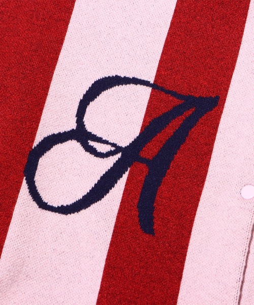 atmos pink(アトモスピンク)の「atmos pink ストライプ 襟付きカーデ / アトモスピンク ストライプ エリツキカーデ(カーディガン/ボレロ・レディース・ブラウン/ネイビー/レッド・FREE)」の6枚目の写真