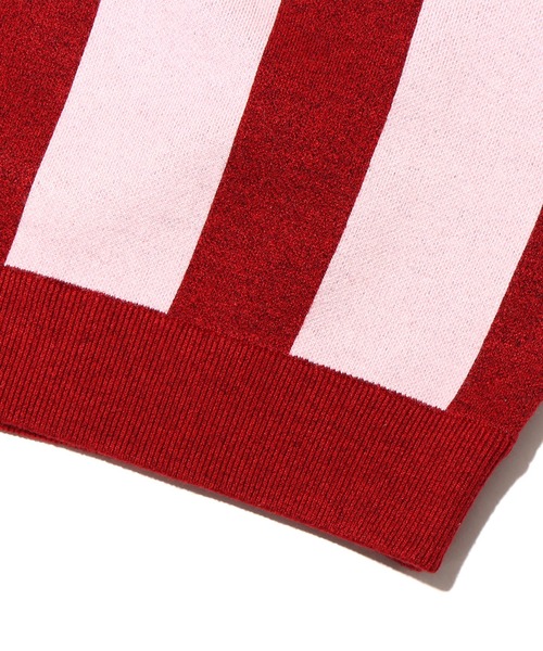 atmos pink(アトモスピンク)の「atmos pink ストライプ 襟付きカーデ / アトモスピンク ストライプ エリツキカーデ(カーディガン/ボレロ・レディース・ブラウン/ネイビー/レッド・FREE)」の8枚目の写真