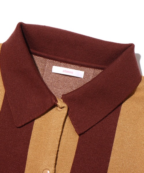 atmos pink(アトモスピンク)の「atmos pink ストライプ 襟付きカーデ / アトモスピンク ストライプ エリツキカーデ(カーディガン/ボレロ・レディース・ブラウン/ネイビー/レッド・FREE)」の10枚目の写真