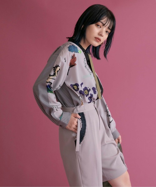 Eimee Law（エイミーロウ）の「4TEXチェック&プリントタイブラウス