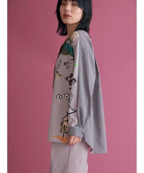 Eimee Law（エイミーロウ）の「4TEXチェック&プリントタイブラウス