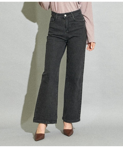 ANAP（アナップ）の「シンプルストレッチストレートデニムパンツ（デニムパンツ・レディース・ブラック/ブルー・S/M）」の2枚目の写真