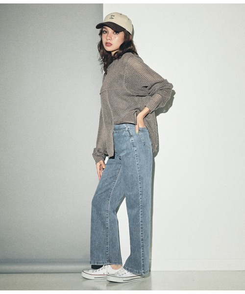 ANAP（アナップ）の「シンプルストレッチストレートデニムパンツ（デニムパンツ・レディース・ブラック/ブルー・S/M）」の4枚目の写真