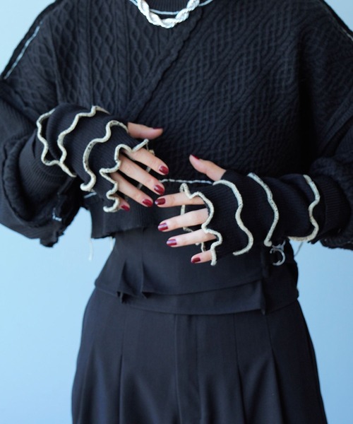 HARE（ハレ）の「デザインアームウォーマ－(HARE)（アームカバー・レディース・ブラック/グレー・FREE）」の2枚目の写真