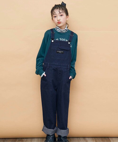 algy（アルジー）の「ゆるサロペ（サロペット/オーバーオール・キッズ・インディゴブルー/ブラウン・SMALL/X-SMALL/MEDIUM/XX-SMALL/XXX-SMALL）」の2枚目の写真