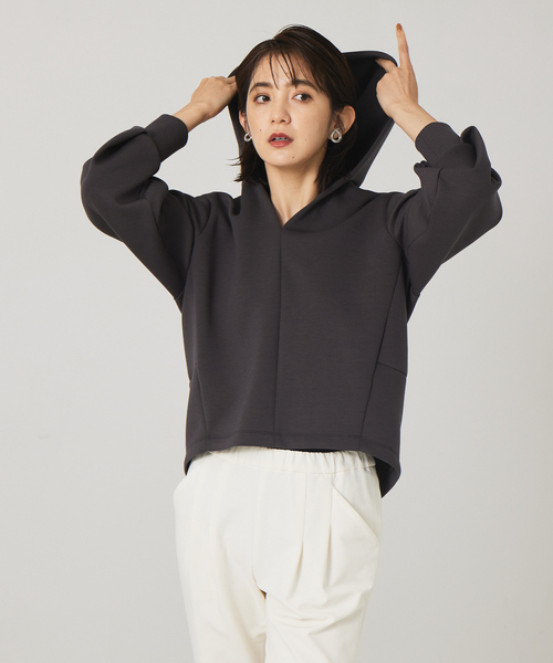 qualite(カリテ)の「フーディープルオーバー(Tシャツ/カットソー・レディース・ベージュ/ブルー/チャコールグレー・フリー)」の2枚目の写真