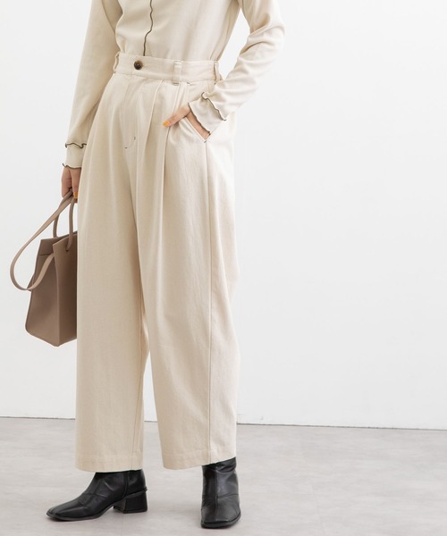 POU DOU DOU(プードゥドゥ)の「2タックワイドパンツ(その他パンツ・レディース・キャメル/キナリ/ミント・3)」の2枚目の写真