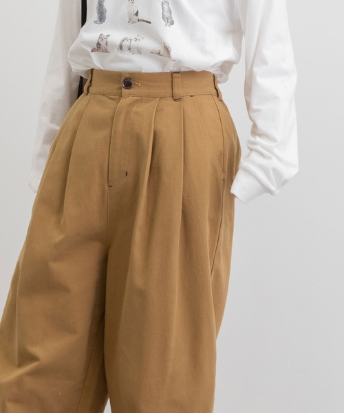 POU DOU DOU(プードゥドゥ)の「2タックワイドパンツ(その他パンツ・レディース・キャメル/キナリ/ミント・3)」の5枚目の写真