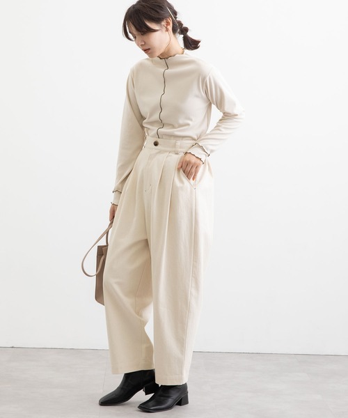 POU DOU DOU(プードゥドゥ)の「2タックワイドパンツ(その他パンツ・レディース・キャメル/キナリ/ミント・3)」の9枚目の写真