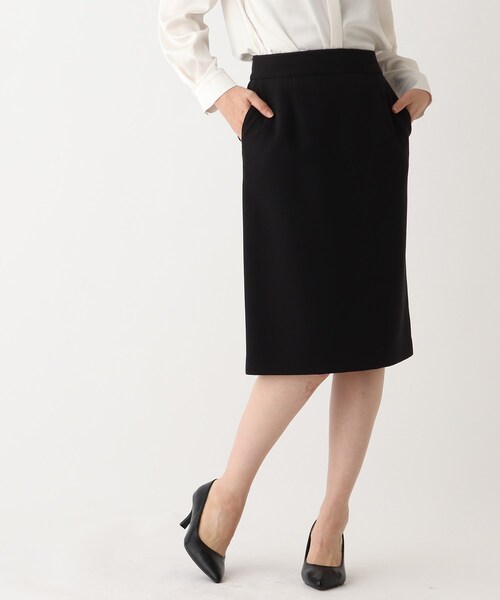 OPAQUE.CLIP(オペークドットクリップ)の「◆DELEGANT ダブルクロスタイトスカート【OPAQUE.CLIP NAVY】(スカート・レディース・ナチュラル/ブラック/ネイビー・36/38/40)」の2枚目の写真