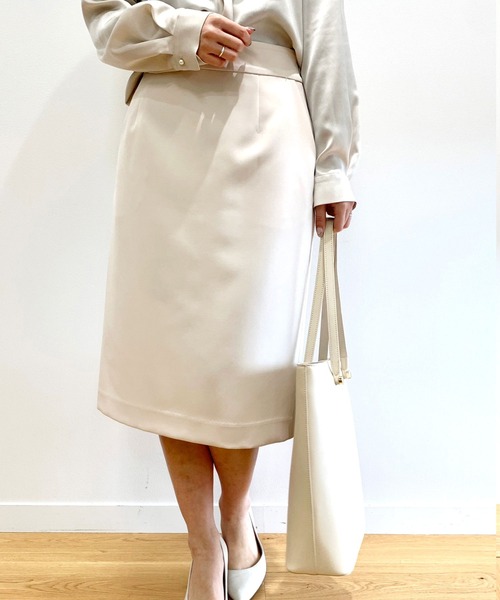 OPAQUE.CLIP(オペークドットクリップ)の「◆DELEGANT ダブルクロスタイトスカート【OPAQUE.CLIP NAVY】(スカート・レディース・ナチュラル/ブラック/ネイビー・36/38/40)」の1枚目の写真