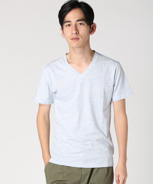 JOURNAL STANDARD(ジャーナルスタンダード)の「DEO QUICK / デオクイック: カスリボーダーVネックTシャツ # (Tシャツ/カットソー・メンズ・チャコールグレー/ネイビー/サックスブルー/ボルドー・SMALL/LARGE/MEDIUM)」の3枚目の写真