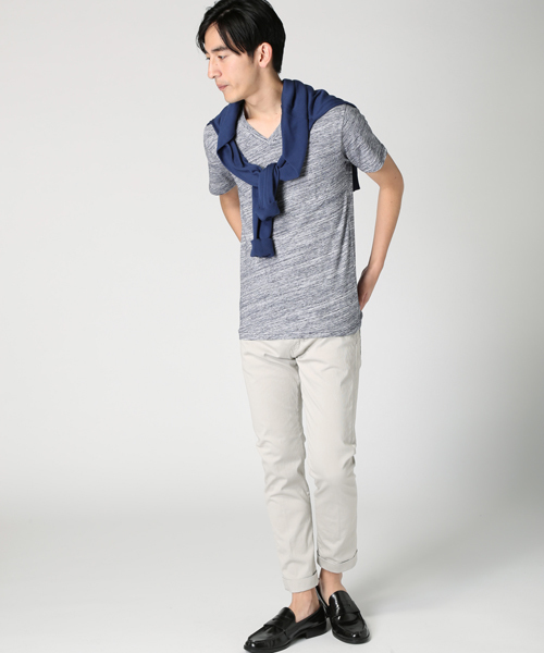 JOURNAL STANDARD(ジャーナルスタンダード)の「DEO QUICK / デオクイック: カスリボーダーVネックTシャツ # (Tシャツ/カットソー・メンズ・チャコールグレー/ネイビー/サックスブルー/ボルドー・SMALL/LARGE/MEDIUM)」の12枚目の写真