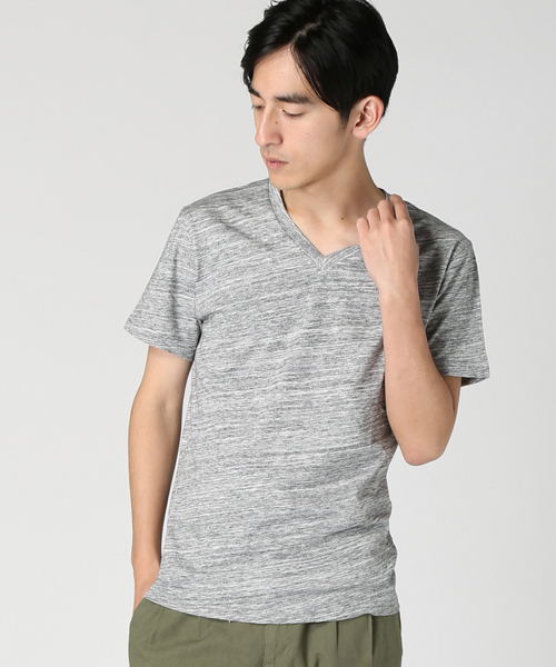JOURNAL STANDARD(ジャーナルスタンダード)の「DEO QUICK / デオクイック: カスリボーダーVネックTシャツ # (Tシャツ/カットソー・メンズ・チャコールグレー/ネイビー/サックスブルー/ボルドー・SMALL/LARGE/MEDIUM)」の19枚目の写真