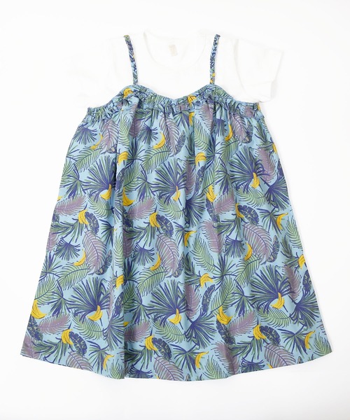 DILASH（ディラッシュ）の「ボタニカル柄 ドッキングワンピース（ワンピース・キッズ・サックスブルー/グリーン・140/130/120/110/100/90）」の2枚目の写真
