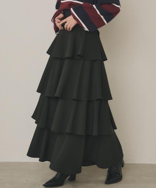 VIOLETTA（ヴィオレッタ）の「ティアードスカート（スカート・レディース・ホワイト/ブラック/グレイッシュブルー/ベージュ/チャコールグレー/ブラウン・S/M/L）」の18枚目の写真