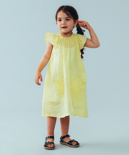 こども ビームス(コドモビームス)の「こども ビームス / ネック シャーリング ワンピース(90~130cm)(ワンピース・キッズ・ミント/ブルー系その他/イエロー・90/100/110/120/130)」の1枚目の写真