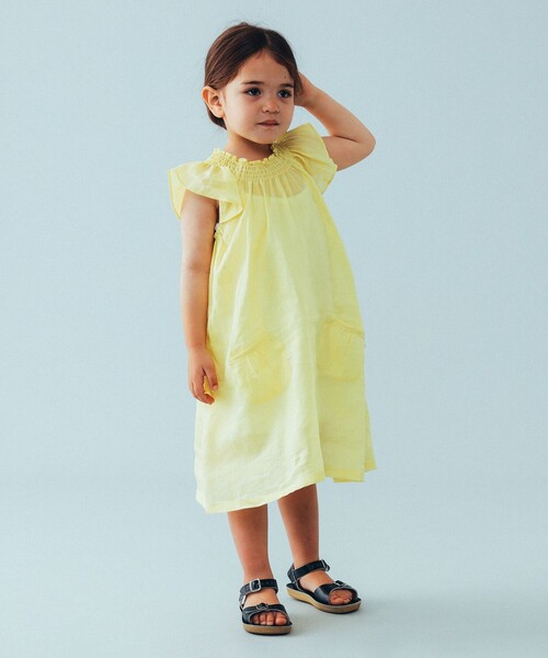 こども ビームス(コドモビームス)の「こども ビームス / ネック シャーリング ワンピース(90~130cm)(ワンピース・キッズ・ミント/ブルー系その他/イエロー・90/100/110/120/130)」の4枚目の写真