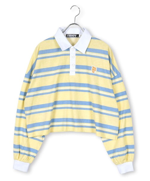 ZIDDY（ジディ）の「ボーダー ラガー Tシャツ (130~160cm)（Tシャツ/カットソー・キッズ・グリーン/イエロー・140/160/150/130）」の7枚目の写真