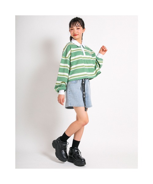 ZIDDY（ジディ）の「ボーダー ラガー Tシャツ (130~160cm)（Tシャツ/カットソー・キッズ・グリーン/イエロー・140/160/150/130）」の21枚目の写真