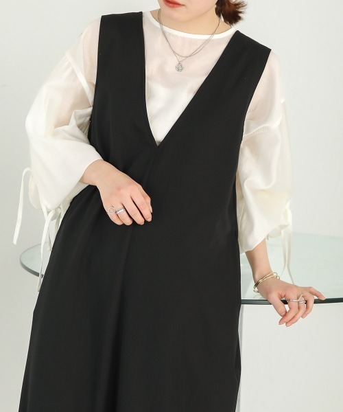 Bab（バブ）の「袖リボンシアーブラウス（シャツ/ブラウス・レディース・オレンジ/アイボリー/ブラウン・FREE）」の16枚目の写真