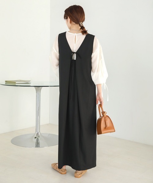 Bab（バブ）の「袖リボンシアーブラウス（シャツ/ブラウス・レディース・オレンジ/アイボリー/ブラウン・FREE）」の4枚目の写真