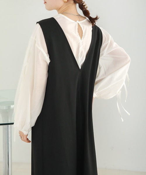 Bab（バブ）の「袖リボンシアーブラウス（シャツ/ブラウス・レディース・オレンジ/アイボリー/ブラウン・FREE）」の12枚目の写真