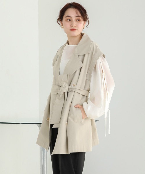 Bab（バブ）の「袖リボンシアーブラウス（シャツ/ブラウス・レディース・オレンジ/アイボリー/ブラウン・FREE）」の8枚目の写真