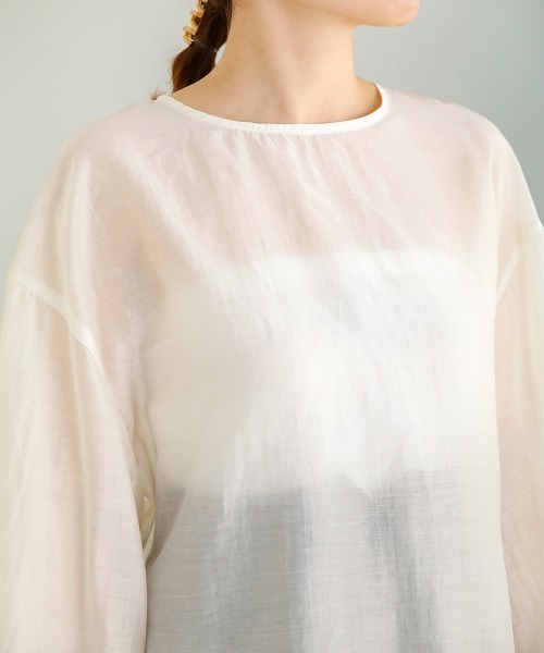 Bab（バブ）の「袖リボンシアーブラウス（シャツ/ブラウス・レディース・オレンジ/アイボリー/ブラウン・FREE）」の10枚目の写真