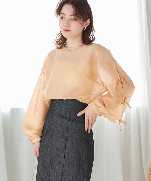 Bab（バブ）の「袖リボンシアーブラウス（シャツ/ブラウス