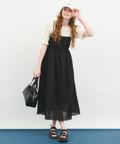 MERLOT（メルロー）の「バックリボンキャミワンピース（ワンピース・レディース・ブラック/イエロー・FREE）」の7枚目の写真