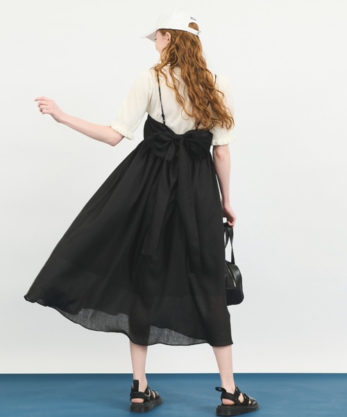 MERLOT（メルロー）の「バックリボンキャミワンピース（ワンピース・レディース・ブラック/イエロー・FREE）」の8枚目の写真