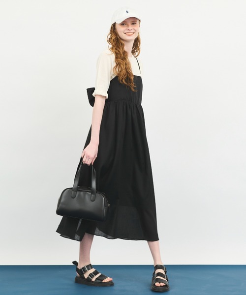 MERLOT（メルロー）の「バックリボンキャミワンピース（ワンピース・レディース・ブラック/イエロー・FREE）」の5枚目の写真