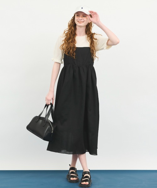 MERLOT（メルロー）の「バックリボンキャミワンピース（ワンピース・レディース・ブラック/イエロー・FREE）」の3枚目の写真