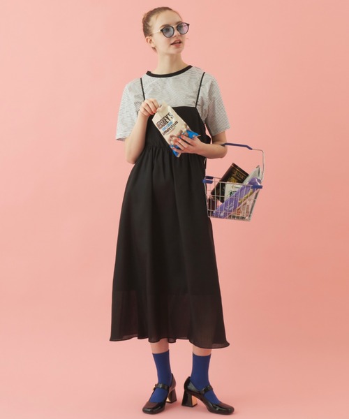 MERLOT（メルロー）の「バックリボンキャミワンピース（ワンピース・レディース・ブラック/イエロー・FREE）」の6枚目の写真