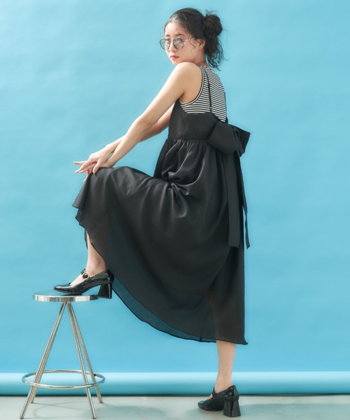 MERLOT（メルロー）の「バックリボンキャミワンピース（ワンピース・レディース・ブラック/イエロー・FREE）」の20枚目の写真