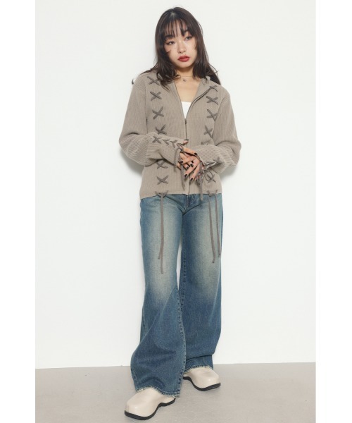 LAGUA GEM（ラグアジェム）の「HOODIE LACE UP C/D カーディガン