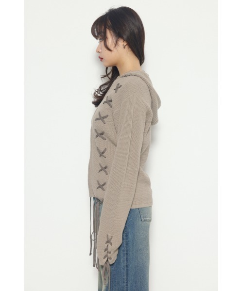 LAGUA GEM（ラグアジェム）の「HOODIE LACE UP C/D カーディガン