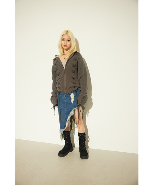 LAGUA GEM（ラグアジェム）の「HOODIE LACE UP C/D カーディガン