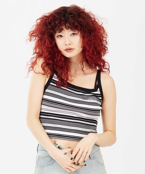 X-girl(エックスガール)の「STRIPED CAMISOLE(キャミソール・レディース・ブラック/ブルー/ブラウン・M/S)」の9枚目の写真