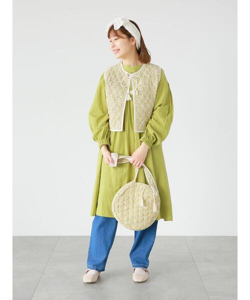 ehka sopo（エヘカソポ）の「切替ギャザーワンピース（ワンピース・レディース・ブラック/オフホワイト/グリーン・ﾌﾘ-）」の13枚目の写真