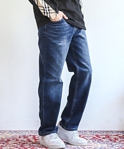 LUXSTYLE(ラグスタイル)の「ストレートデニムパンツ(デニムパンツ・メンズ・ブラック/ブルー/インディゴブルー・L/XL/M)」の2枚目の写真