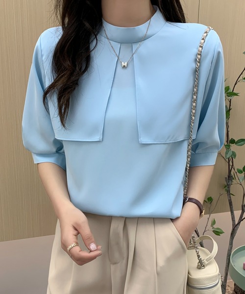 ABITOKYO(アビトーキョー)の「ハイネックケープカラーブラウス(シャツ/ブラウス・レディース・ブラック/ベージュ/ライトブルー/ホワイト・M/L)」の9枚目の写真