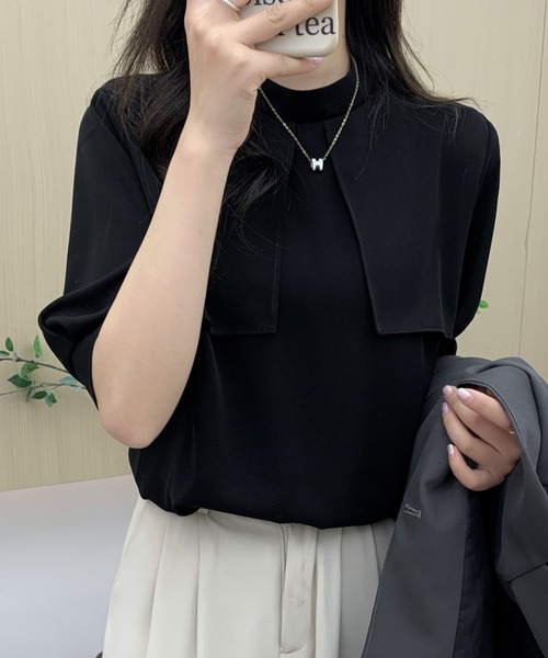 ABITOKYO(アビトーキョー)の「ハイネックケープカラーブラウス(シャツ/ブラウス・レディース・ブラック/ベージュ/ライトブルー/ホワイト・M/L)」の6枚目の写真