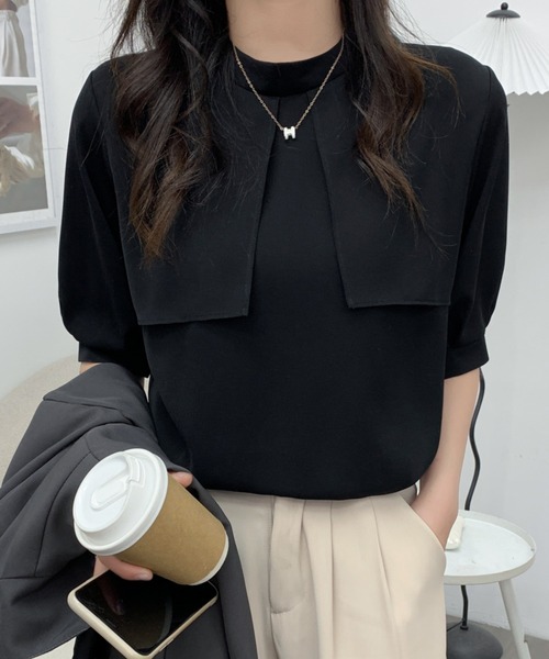 ABITOKYO(アビトーキョー)の「ハイネックケープカラーブラウス(シャツ/ブラウス・レディース・ブラック/ベージュ/ライトブルー/ホワイト・M/L)」の13枚目の写真