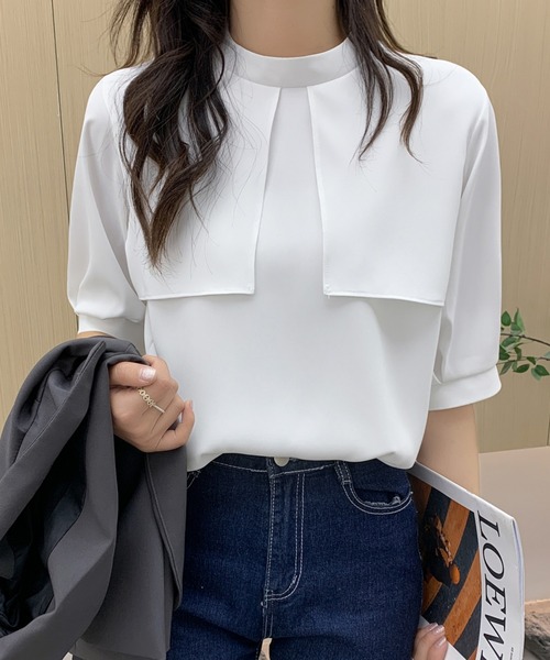 ABITOKYO(アビトーキョー)の「ハイネックケープカラーブラウス(シャツ/ブラウス・レディース・ブラック/ベージュ/ライトブルー/ホワイト・M/L)」の15枚目の写真