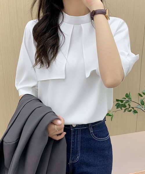 ABITOKYO(アビトーキョー)の「ハイネックケープカラーブラウス(シャツ/ブラウス・レディース・ブラック/ベージュ/ライトブルー/ホワイト・M/L)」の16枚目の写真