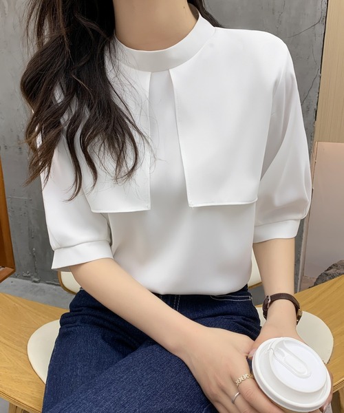 ABITOKYO(アビトーキョー)の「ハイネックケープカラーブラウス(シャツ/ブラウス・レディース・ブラック/ベージュ/ライトブルー/ホワイト・M/L)」の17枚目の写真